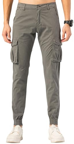 TONY BACKER Pantaloni Casual Elasticizzati Uomo Pantaloni Cargo da Uomo Pantalone in Cotone Leggero 6591 (IT, Misura del girovita, 48, Regular, Regular, Grigio-2)
