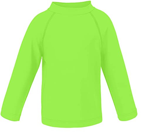 TIZAX Camiseta UV de Manga Larga para Niños Traje de Baño con Protección Solar Rashguard para Surf/Nadando/Buceo/Playa Verde 9-10 años Etiqueta 10