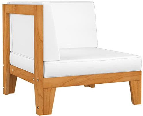 FIRBNUS Modular-Ecksofa mit Cremeweißen Kissen Akazie Massivholz Balkon Sitzecke Outdoor Sofa Eckcouch Terassenmöbel Außen Gartensofa Gartenmöbel für Draußen Gartenmöbel Holz Balkon Sofa