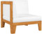 FIRBNUS Modular-Ecksofa mit Cremeweißen Kissen Akazie Massivholz Balkon Sitzecke Outdoor Sofa Eckcouch Terassenmöbel Außen Gartensofa Gartenmöbel für Draußen Gartenmöbel Holz Balkon Sofa