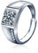 Aotiwe Verstellbare Ringe Männer, Memento Mori Ring Vintage Runde Weißgold mit 1Ct Weiß Moissanit 925 Silber