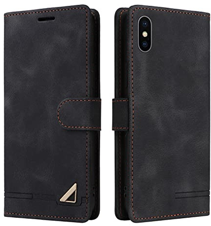 OKZone Kompatibel mit iPhone XS Max (6,5 Zoll) Hülle, Halterung Standfunktion Kartenfach Wallet Schutzhülle 360 Grad Stoßfest Premium Leder Schutzhülle Handyhülle für iPhone XS Max (Schwarz)