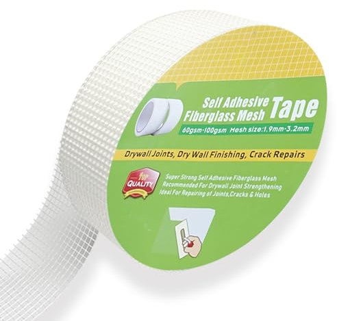 HYRYC Cinta Adhesiva de Fibra de Vidrio 5cm*30m Cinta Juntas Pladur Cinta de Fibra Autoadhesiva Altamente Elástica para Reparacion y Sellado de Paredes de Grietas y Fisuras (5cm*30m)