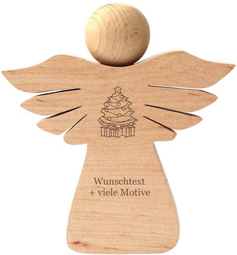 Weihnachtsengel aus Holz mit Gravur - Name, Datum, Spruch + Motiv - personalisiertes Geschenk, Engel Figur mit Flügel, Geldgeschenk, Weihnachten, Weihnachtsdeko, Holzdeko