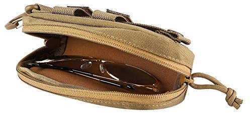 Eujgoov Tragbare Brillentasche Stoßfeste Brillentasche Brillenetui Sonnenbrillentasche Nylon Brillenetui Schutzbox Molle System Zubehör für den Außenbereich (Khaki)