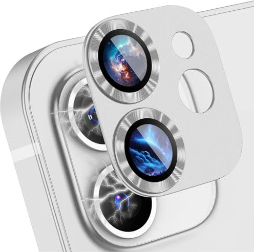 LanQii Kameraschutz Kompatibel mit iPhone 12, Kamera Schutzfolie Panzer Schutz Glas Folie Linsenschutz Aluminiumlegierung 9H Härte für iPhone 12 -Weiß