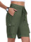 MoFiz Shorts Damen Kurze Hose Sommer Cargoshorts Wanderhose Trekkinghose Kurz Leichte Freizeithose Outdoor Sport Shorts mit 6 Taschen Armeegrün Größe EU L