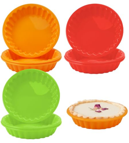 Moule Tartelette, 9 Pièces Moule Tartelette Silicone, 11cm Mini Moule a Tartelette, Moule à Tartelette, Moule Quiche Individuel, Moules à Tarte en Silicone, pour Cheesecakes, Tartes, Quiches