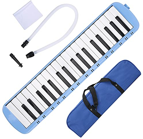 Melodica 37 Tasten, Melodica für Anfänger, Professionelles Training, Blasmusikinstrument mit Blauer Tastatur (BLUE)