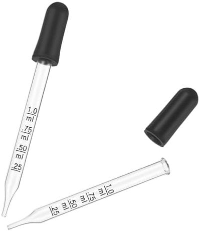 Simsky Tropfer,Pipette Glas mit Messungen Gebogener,Präzise Pipetten Set - Gerade und gebogene Spitze - 10ml - Aquarium - Kunststoff und Glas - 2 Stück