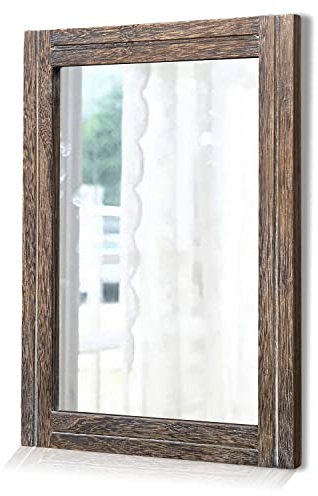 AAZZKANG Spiegel mit Holzrahmen, rechteckig, rustikaler Wandspiegel, Dekoration für Schlafzimmer, Badezimmer, Wohnzimmer, Eingangsbereich