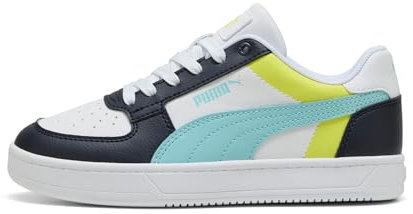 PUMA CAVEN 2.0 Block JR Sneaker, White-Safe Lake-New Navy, 37 EU
