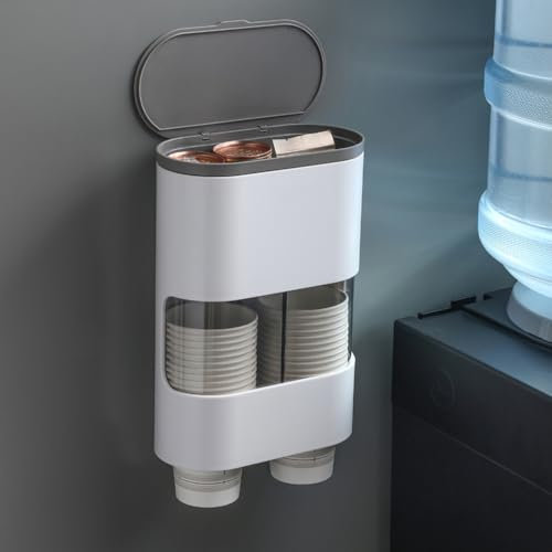 MEIJMJIA -MH - Supporto per Bicchieri di Carta,Distributore di bicchieri monouso,Dispenser Bicchieri(grigio)
