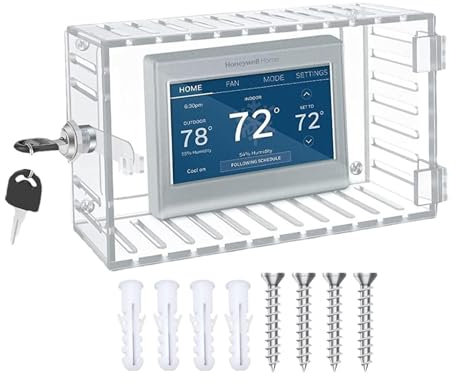 Thermostat Lock Box, Acrylic Matter Transparent Thermostat Box, Clear Thermostat Lock Box Includes Wall with 4 Extension Screws Suitable for Homes Offices Factories