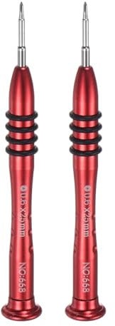 sourcing map 2pcs Precision Y-Type Screwdriver 0.6x25mm Magnetic 3 Point Head Mini Pen Style Screw Driver with Aluminum Non-Slip Handle for Eyeglasses Watch Laptop Electronic, Red