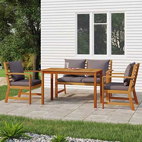 Festnight Balkon Lounge Holz 4 Personen 4-TLG Garten Lounge Set Balkonmöbel mit Sofa und Tisch Set Gartenlounge Sitzgruppe Gartensofa Gartenmöbel Set Terrassenmöbel Gartengarnitur