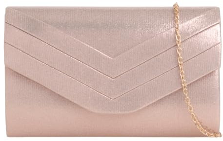 LeahWard Women's Suede Clutch Bag Large Wedding Handbags With Chain Strap (Rose Gold)