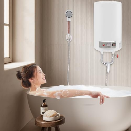 KEESUNG Elektro Warmwasserspeicher, 50L 2KW Warmwasserboiler Elektrospeicher Hängespeicher Wandmontage-Wasserboiler Durchlauferhitzer Weiß Elektroboiler Wasserboiler Bad Kit