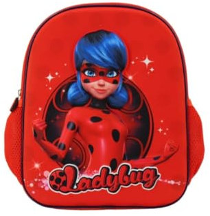 mybagstory 3D Miraculous Mädchen Rucksack, Rot, Kinder, Schule, Kindergarten, Kindergarten, Schulranzen, Mädchen, verstellbare Träger, Geschenkidee, 30,5 cm, Miraculous Rot, Enfant