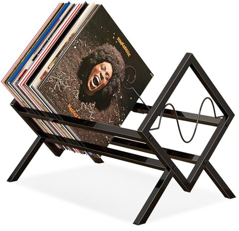Savieva Vinyl Record Storage Holder - 12 Inch 70 Album Holder Display Stand，Book and Record Album Storage for Office Home Decoration