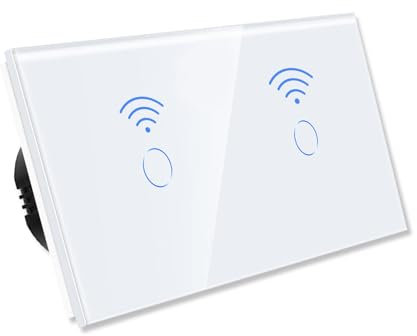 PULSAR Lichtschalter Smart Doppelt 2 Fach Unterputz Weiß - Touch-Glaspanel, Alexa & Google Home, Tuya/Smart Life - Wlan Schalter Doppellichtschalter