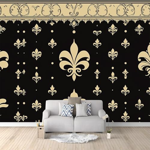 Wallpaper French Flowers pohot Wallpaper 300 x 210 cm Wallcoverings for Bedroom Living Room TV Backdrop Kitchen Black Orange and Beige