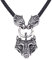 Halsketten Männer, Wikinger-Wolfskopf-Anhänger-Lederhalskette für, nordischer Edelstahl, keltischer Wolf, geflochtene Lederkette, nordischer heidnischer Tieramulett-Schmuck (Farbe: Schwarz,
