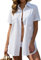 Vancavoo Beach Cover Up Cotton Beach Shirt Women Swimsuit Cover ups Dress Button Down Short Sleeves Beachwear Loose Cardigan Blouse Tops,White,L