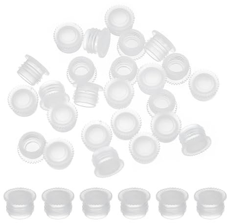 PATIKIL Salt and Pepper Shaker Stoppers 8mm/0.31, 25Pcs Plastic Salt Shaker Plug Replacement Reusable Clear Round End Cap for Pots Bottles Pipes