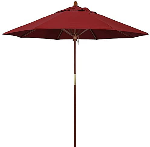 ARDZLALS Parasol de terrasse Rouge pour Table de marché, Parasol de Plage/Jardin/Piscine/Balcon avec Poteau en Bois, auvent Pare-Soleil Portable,