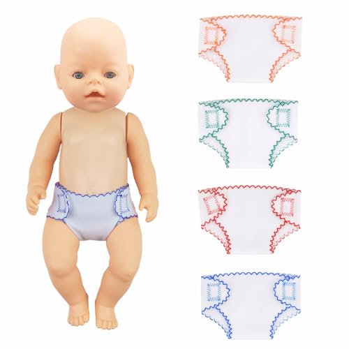 4 Stück Puppenwindeln 43 cm Puppenzubehör Windel Mini Windeln für Baby Puppen Soft Babypuppen Windeln Wiederverwendbar, für Vielfältige Anwendungen