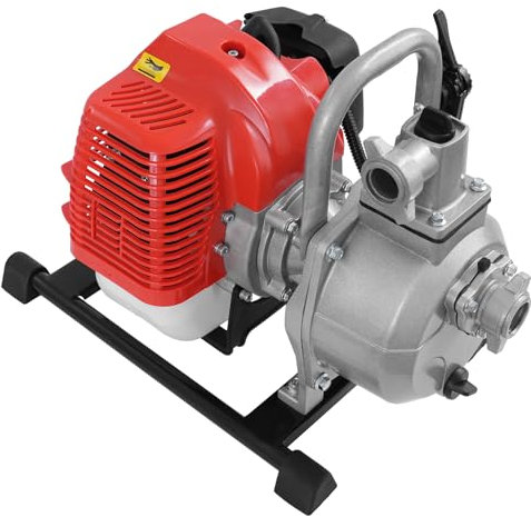 Pompe à eau à essence 2 temps 43 CC - 1,25 kW - 1,7 HP - Hauteur de refoulement de 30 m et 8500 tr/min - Haute pression - Pompe d'irrigation de jardin - Pompe de jardin
