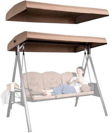 Swing Canopy Replacement Cover,2 3 Seater Outdoor Swing Canopy Replacement Porch Swing Canopy,Waterproof Top Cover for Patio Swing, Garden Swing Canopy Awning(Size:2 Seater: 152x124cm/59.8x48.8inch)