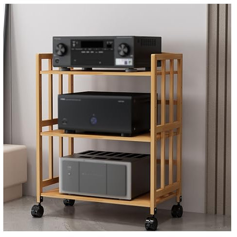 2/3/4/5 Tier Media Component Storage Unit Shelves, Movable Audio Video Tower DVD CD Record Player Stand Stereo Equipment Cabinet, Turntable Holder For Living Room Office, Corner(W-60cm-3 tier)