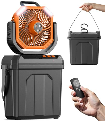 KCONBS Ventilateur brumisateur portable pour terrasse extérieure, rechargeable 20 000 mAh, refroidissement à air silencieux 6 L avec télécommande, 4 vitesses, pulvérisation, ventilateur de camping 30