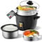 Cuociriso, cuociriso da 2 litri con vaporiera, cuociriso con pentola interna antiaderente, prepara zuppe, stufati, cereali, funzione di mantenimento in caldo (nero B)