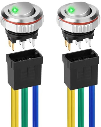 Linkstyle 16mm Runder Wippschalter, 7A 6Pin ON/OFF Beleuchteter Kippschalter SPST für 12V/24V Auto Boot Elektrische Steuerung, 2St