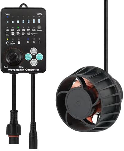 Generador de olas for acuario marino, bomba de circulación con controlador,bomba de circulación con cabezal de potencia for pecera,base de succión magnética potente, generador de olas ajustable a 120°