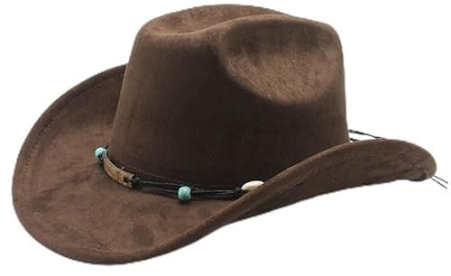 Niceyoeuk Cowboyhut für Damen und Herren, klassischer Cowboyhut mit breiter Krempe, Westernhut mit Gürtel