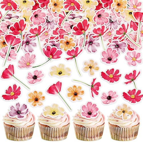 52 Stück Chrysanthemen Tortendeko Blumen Essbar, Chrysanthemen Cupcake Deko, Blumen für Torte, Blüten Tortendeko Hochzeit, Blüten Deko Torte Geburtstag Kuchen Deko