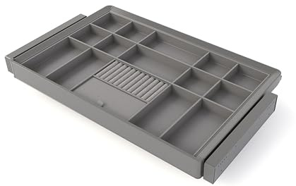 Emuca - Satz Organisationsschublade und ahmen für Schrank Quartz, mit Softclose-Vollauszug, Modul 80cm, Titanium