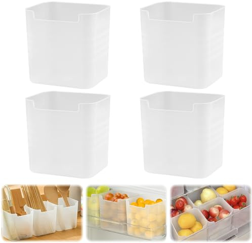 PETERMALLON 4 Stück Kühlschrank Organizer,Zubehör Seitentür, Aufbewahrungsbox Gadgets Aufbewahrung, Kunststoff, Durchscheinend