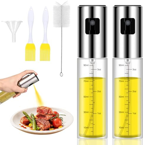 Woobroo Ölsprüher für Speiseöl 2 stück 100ML, BPA-frei, Air Fryer Öl Sprühflasche, Küchenöl-Spray Lebensmittel Für Und Luftfritteusen Anti-Tropfen, Geeignet Für Barbecue und Grillen
