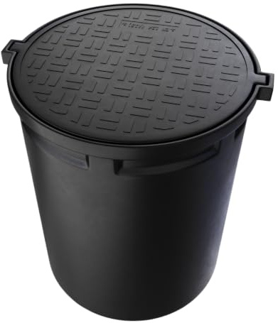 KMND Sickerschacht DN 600 x 800 mm - Kunststoff - Extrem Langlebig - Revisionsschacht Monolithisch - Abwasserschacht Drainageschacht - UV-beständig Wasserzähler-Schacht mit Abdeckung - Schwarz