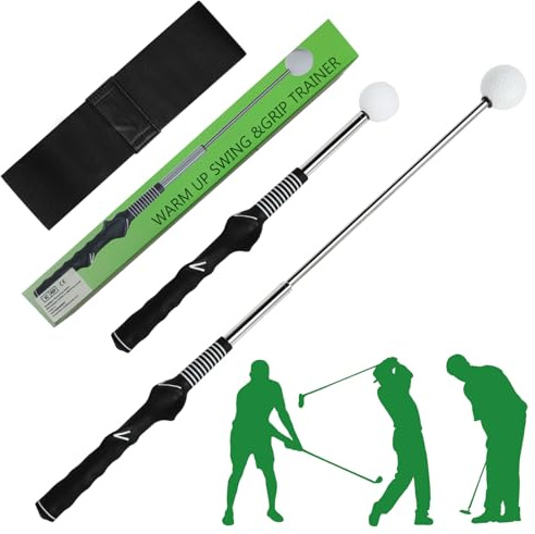 Aonuily Golf Swing Training Aid, Retractable Golf Grip Trainer with Arm Band Adjustable Alignment Stick Golf Swing Trainer for Men Women Gift