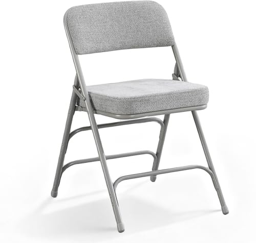CHAIRABLE Klappstuhl gepolstert Grau 1 Stück Metall kompakt tragbar robust | Einzelner grauer Klappstuhl mit dicker Polsterung. Robuste Metallkonstruktion für Zuhause.