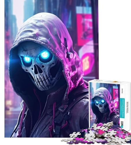 Puzzle für Erwachsene 1000-teiliges Cyberpunk-Totenkopf-Cyborg-Puzzle 1000-teiliges Spielzeug-Wanddekor-Geschenk für Frauen (38x26cm)