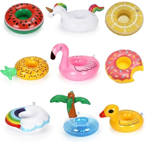 9 Stück Getränkehalter Pool, Pool Getränkehalter für Sommer Strandparty und Gartenfest, Klassisches Süßes Design Pool Gadgets, Praktische Pool Deko für Sommerparty (Mehrfarbig)