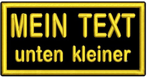 smartoutdoor Zweizeiliger, rechteckiger Wunschtextaufnäher Rec1 - Zeile kleiner - viele Farben und Größen (10x5cm)
