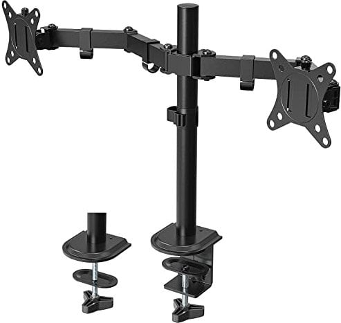 PUTORSEN 17-32 Monitor Tischhalterung für 2 Monitore Monitorhalterung Schwenkbar Neigbar Höhenverstellbar Bildschirmständer Tisch Monitorhalterungen, Support 9kg per Arm, VESA 75x75 100x100mm